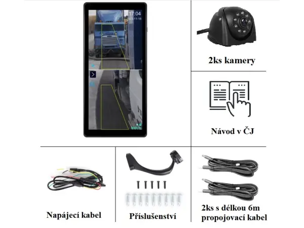 parkovaci set a3932 pro kontrolu slepeho uhlu, 10.36" monitor + 2ks kamer �bsd, dvr