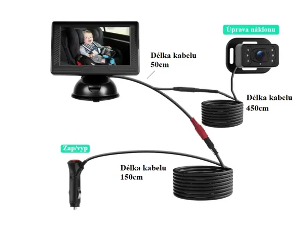 detska autokamera a4214 s 4,3" ips monitorem