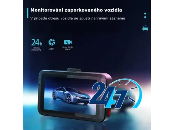 predni kamera w8132a do auta dvr 3" lcd, full hd + couvaci kamera