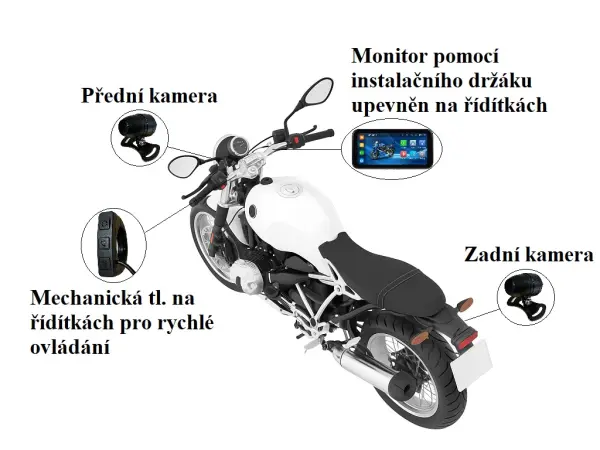 multimedialni monitor na motorku a3660 se zaznamem jizdy, lcd 6.25"