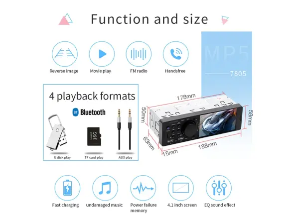 1din autoradio z0317, mp5 prehravac s bluetooth