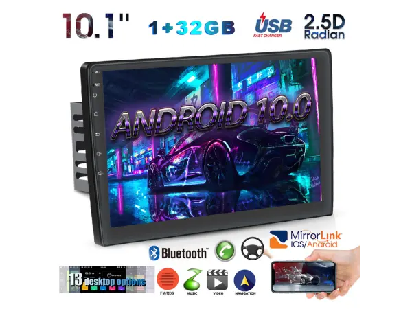 2din autoradio 10,1" lcd a2752 android 10, prehravac s gps wifi bt fm phone link usb, dab+