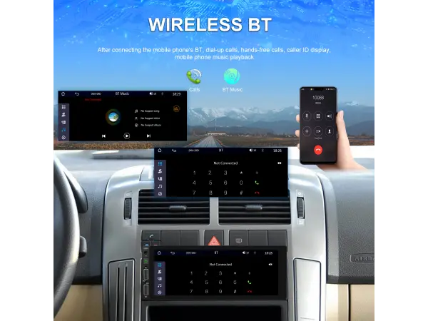1din autoradio a3446, dotykovy displej 6,86 s bezdratovym carplay a android auto