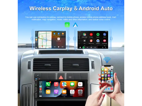 1din autoradio a3446, dotykovy displej 6,86 s bezdratovym carplay a android auto