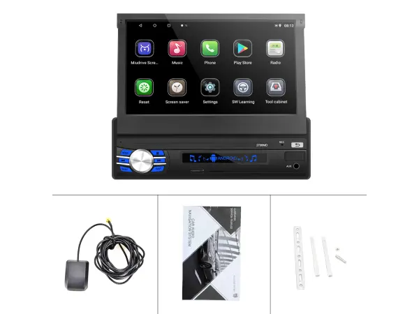 1din vyklopne autoradio q3353 s android 9.1, podpora bt gps wifi