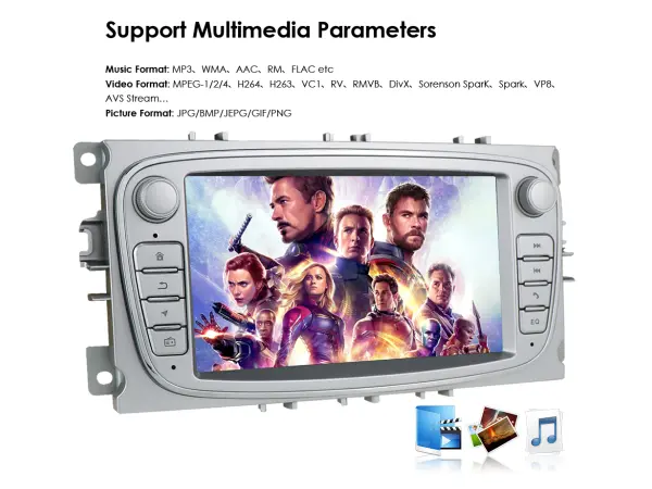 autoradio 7" q3209kt android 10, 2gb+32gb s bt gps wifi pro ford focus mondeo c-max