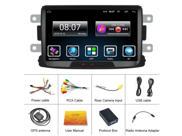 renault autoradio q3365 android 10, 2+32g, 8" lcd gps wifi bt fm rds pro dacia/duster/sandero