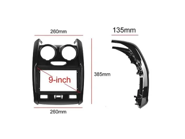 renault duster (2015-2018) 9"- redukcni ramecek a7141 pro autoradio 9" + kabelaz