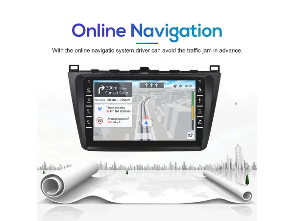autoradio 9" q3495 android 9.1, podpora bt gps wifi pro mazda 6 rui wing 2009-2016