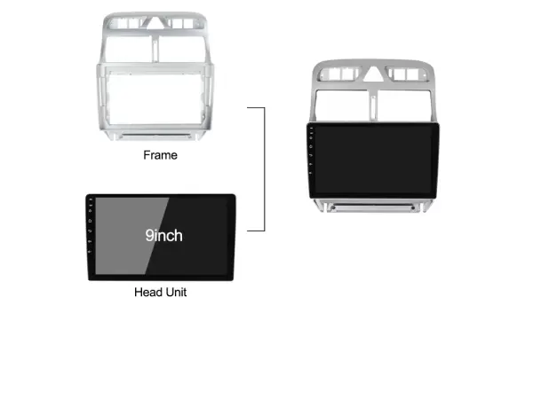peugeot 307 (2007-2016) 9"- redukcni ramecek a7187 pro autoradio 9"