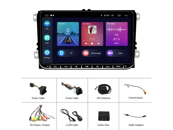 autoradio 9" lcd a3041 2+32g android 13 s rameckem sk-012 pro skoda rapid