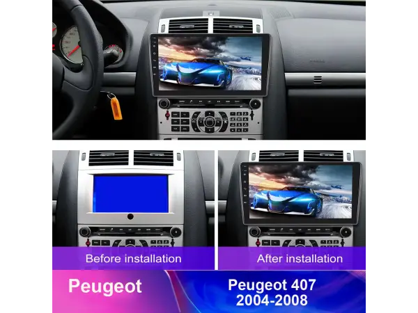 autoradio 9" lcd a3018 android 11 s rameckem a7688 pro peugeot 407 2004-2008 (stribrnoseda)