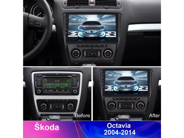 autoradio 10.1" lcd a2752 android 10 s rameckem a7783 pro skoda octavia 2004-2014 black