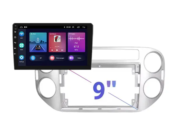 autoradio 9" lcd a3018 android 11 s rameckem a7094 pro vw tiguan 2010-2015 stribrna