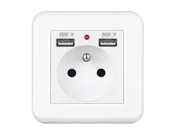 unic elektricka zasuvka 230v+2*usb 5v/2.1a plast bila