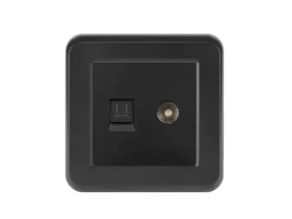 unic datova zasuvka tv + rj45 cat5  v ramecku, plast cerny