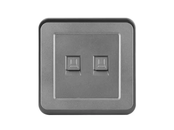 unic zasuvka 2xrj45 cat6 v ramecku, plast sedy