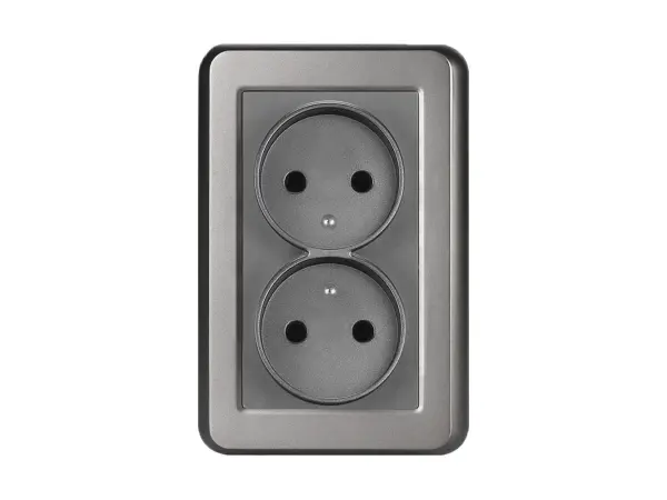 unic elektricka dvojzasuvka 2x230v seda plast