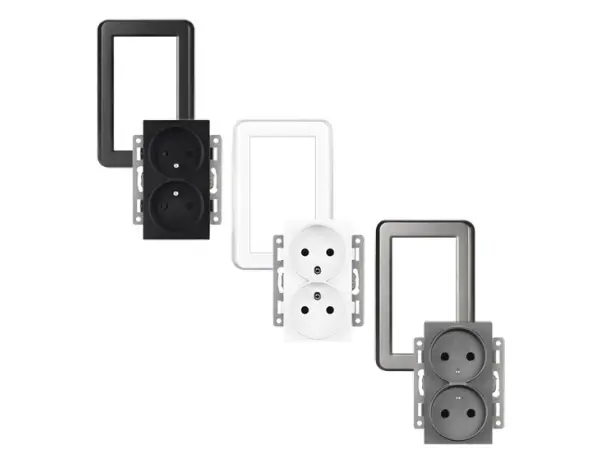 unic elektricka dvojzasuvka 2x230v seda plast