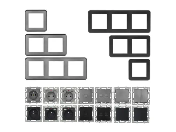 unic elektricka zasuvka 2*230v seda plast v ramecku 153mm