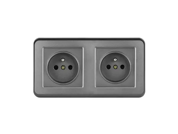 unic elektricka zasuvka 2*230v seda plast v ramecku 153mm