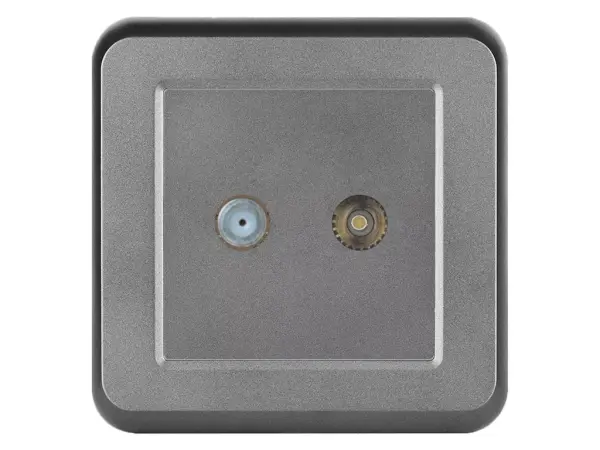 unic datova zasuvka tv + sat v ramecku, plast sedy