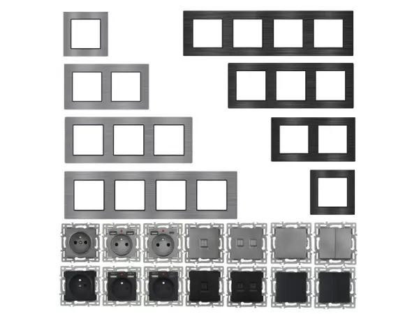 unic elektricka zasuvka 230v cerna, v ramecku 82mm, slitina hliniku
