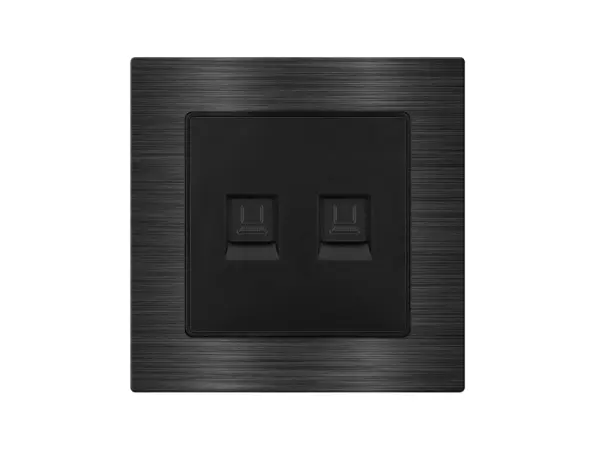 unic zasuvka 2xrj45 cat6 v ramecku 82mm, slitina hliniku cerna