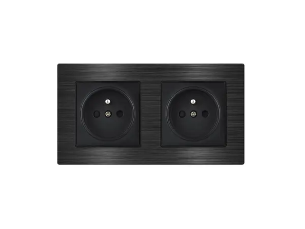 unic elektricka zasuvka 2*230v v ramecku 153mm slitina hliniku cerna