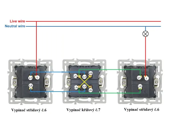 unic vypinac stridavy-schodistovy c.6 v ramecku 82mm, plast cerny