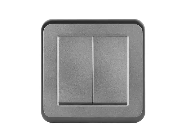 unic dvojvypinac stridavy-schodistovy c.5b 6+6 v ramecku 82mm, plast sedy