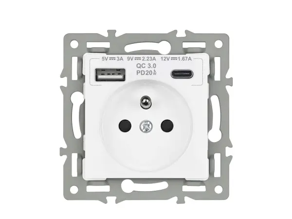 unic modul zasuvka mdz230usb+c5v rychle nabijeni, bila pro ramecek 82mm