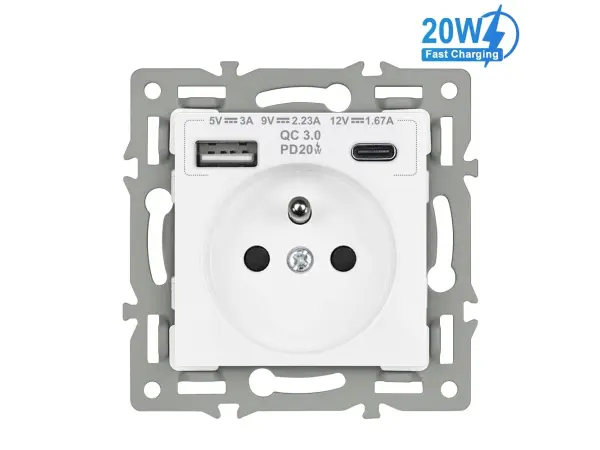 unic modul zasuvka mdz230usb+c5v rychle nabijeni, bila pro ramecek 82mm