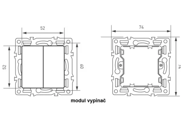 unic modul md2v01 dvojvypinac lustrovy seriovy c.5,bily pro ramecek 82mm