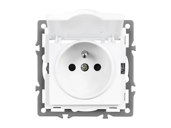 unic modul zasuvka mdz230vip44 16a s krytem ip44, bila do ramecku 82mm