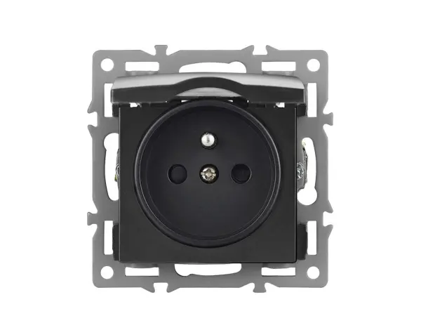 unic modul zasuvka mdz230vip44 16a s krytem cerny pro ramecek 82mm