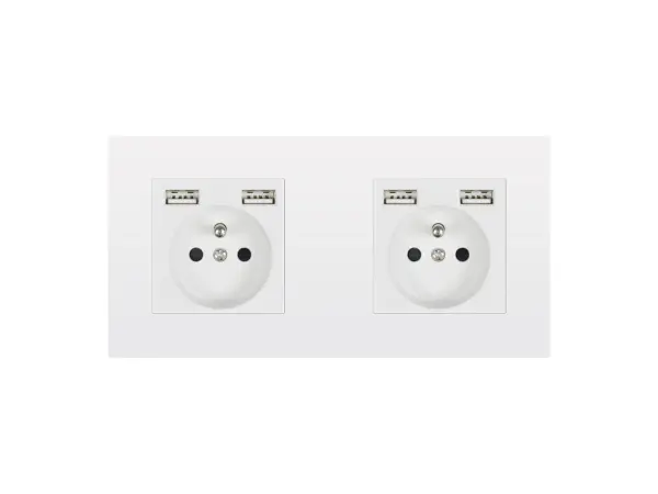 sran elektricka zasuvka 2x230v+4*usb 5v/2.1a plast bila vcetne ramecku