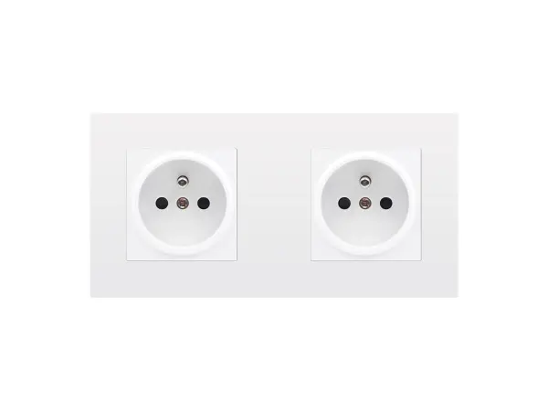 sran elektricka dvojzasuvka 2x230v v ramecku 172mm, plast bila