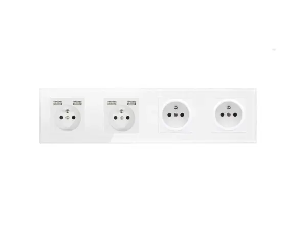 sran 4 zasuvka 2x230v+usb 5v/2,1a + 2x230v bily plast