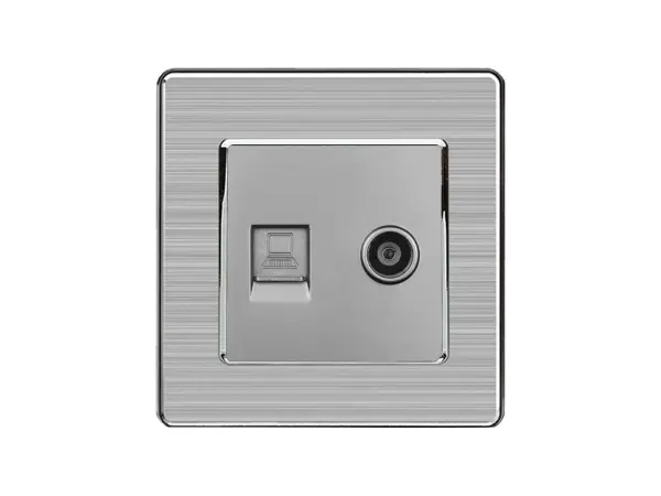 sran zasuvka rj45+tv v ramecku nerez ocel