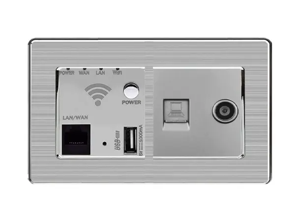  sran zasuvka rj45+tv + wifi socket v ramecku, nerez ocel