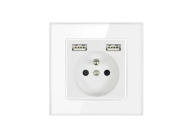 sran elektricka zasuvka 230v+2*usb 5v/2.1a sklo bila