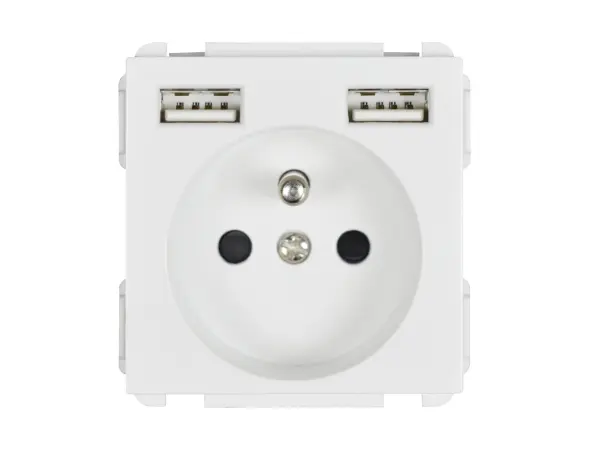 sran elektricka zasuvka 2x230v+usb 5v/2,1a vcetne ramecku bile sklo