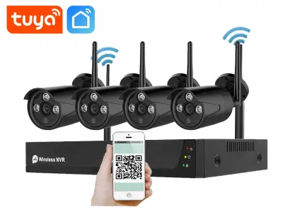 Bezdr�tov� 4 kamerov� set WiFi TUYA WTU4-133A-Black, 2MPx, CZ menu