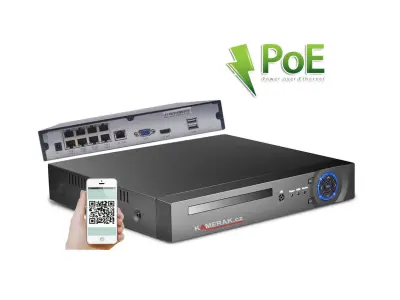 PoE NVR-7208 8Mpx rekord�r pro 8 IP kamery