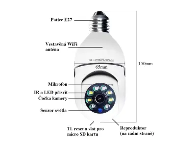 Oto�n� P2P kamera HYF-Q01 app Tuya do obj�mky E27