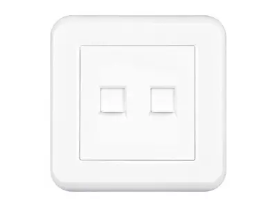 UNIC Z�suvka 2xRJ45 cat5 v r�me�ku, plast b�l�