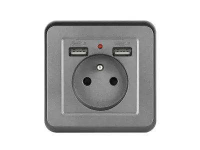UNIC Elektrick� z�suvka 230V+2*USB 5V/2.1A plast �ed�