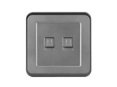 UNIC Z�suvka 2xRJ45 cat6 v r�me�ku, plast �ed�