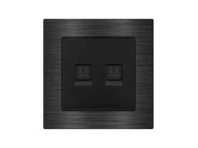 UNIC Z�suvka 2xRJ45 cat6 v r�me�ku 82mm, slitina hlin�ku �ern�